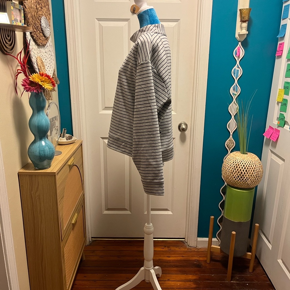 Striped Gray Mock Turtleneck - Picture 2 of 6